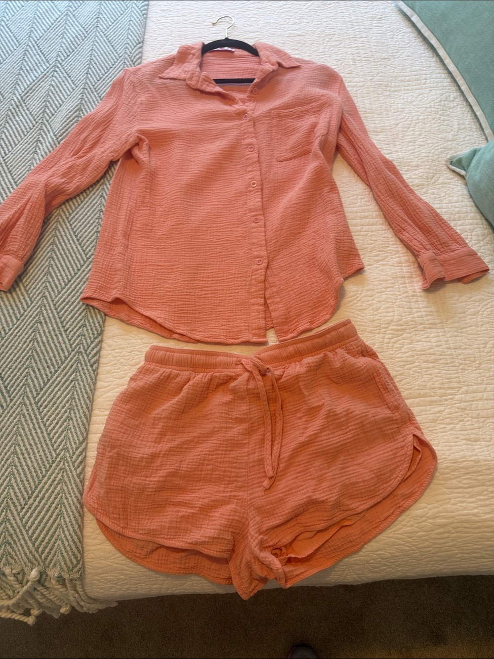 Buddy Love Coral Cotton Gauze Button-Front Set
